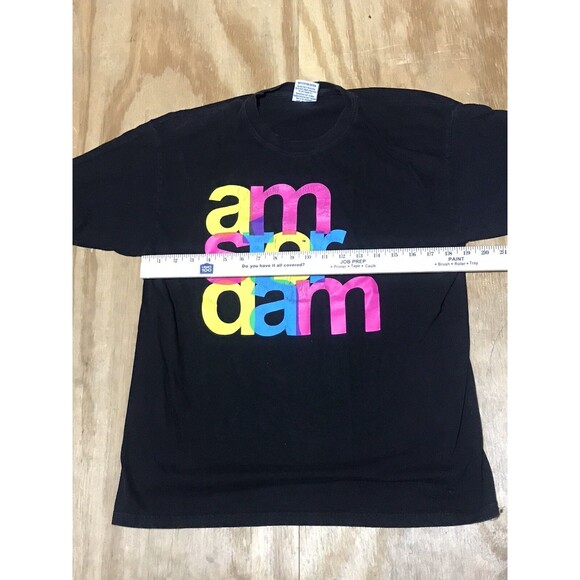 amsterdam t shirt Adult L Black Shirt Sleeve Vtg 1983 Men @L6 - Picture 2 of 5